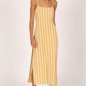 Amuse Society Hidden Cove Yellow Striped Sleeveless Maxi Dress Size S